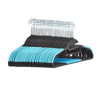 Amazon Basics Lot de 30 cintres en plastique ultra robustes antidérapants avec caoutchouc et barre horizontale, Bleu