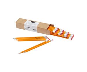 Amazon Basics Lot de 30 Crayons à Mine Graphite 2HB en Bois, Pointe Aiguisée, Embout avec Gomme ne Laissant pas de Traces, École