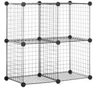Amazon Basics Lot de 4 cubes de rangement en fil métallique, Noir, 36.98 x 76.96 x 76.96 cm