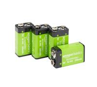 Amazon Basics Lot de 4 piles rechargeables 9 V NiMH, 200 mAh, rechargeables jusqu'à 1 000 fois, préchargées