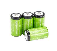 Amazon Basics Lot de 4 piles rechargeables type C NiMH, 5 000 mAh, rechargeables jusqu'à 1 000 fois, préchargées