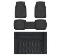 Amazon Basics Lot de 4 tapis de sol et de coffre robustes en PVC pour voitures, SUV, fourgonnettes toutes saisons, Noir