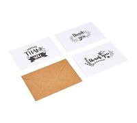 Amazon Basics Lot de 48 Cartes de remerciement et enveloppes, Blanc/Noir