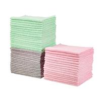 Amazon Basics Lot de 48 chiffons de nettoyage en microfibre, Vert/Gris/Rose, 16"L x 12"W