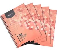 Amazon Basics Lot de 5 cahiers à spirales 80 feuilles/160 pages 70 g/m² Format A5, Blanc