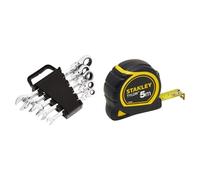 Amazon Basics Lot de 5 clés à cliquet pliables, système métrique & Stanley 1-30-697 - Mètre Tylon Bi matière 5m X 19mm - Ruban Anti-Corrosion - Blocage Du Ruban