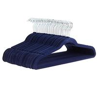 Amazon Basics Lot de 50 cintres minces antidérapants en velours pour costumes, Bleu Marine/Argenté