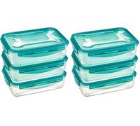 Amazon Basics Lot de 6 boîtes de conservation hermétiques, 3 x 1.2 litres, Transparent