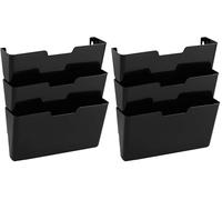 Amazon Basics Lot de 6 corbeilles à courrier Fixation murale plastique, Format A4, Noir 33 x 38 cm