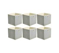 Amazon Basics Lot de 6 cubes de rangement pliables en tissu avec œillets ovales Chevrons gris