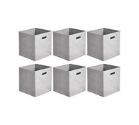 Amazon Basics Lot de 6 cubes de rangement pliables en tissu avec œillets ovales Gris clair