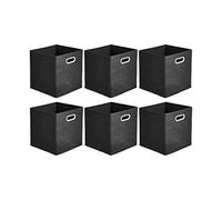 Amazon Basics Lot de 6 cubes de rangement pliables en tissu avec œillets ovales Noir
