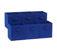 Amazon Basics Lot de 6 cubes de rangement pliables en tissu avec poignées, 26,6 x 26,6 x 27,9 cm, Bleu Marine Uni