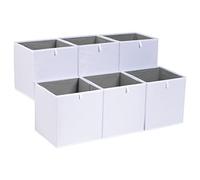 Amazon Basics Lot de 6 cubes de rangement pliables, en tissu, blanc, 26,7 x 26,7 x 28 cm