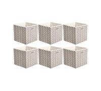 Amazon Basics Lot de 6 cubes de rangement pliables en tissu, œillets ovales, 26,7 x 26,7 x 28 cm, Chevrons Taupe