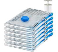 Amazon Basics Lot de 6 housses de rangement sous vide avec pompe manuelle - Jumbo Transparent, Fermeture éclair