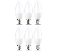 Amazon Basics Lot de 6 petites ampoules LED en forme de flamme Culot Edison à vis E14 4.9 W (équivalent 40 W) Blanc chaud Intensité non variable
