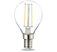 Amazon Basics Lot de 6 petites ampoules LED rondes P45 Culot Edison à vis E14 2 W (équivalent 25 W) Filament transparent Intensité non variable, blanc chaud