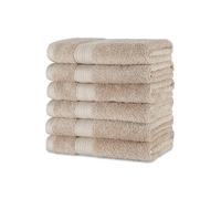 Amazon Basics Lot de 6 Serviettes de Toilette - 100% Coton Biologique Anti-décoloration, Ultra Douces - 41 x 66 cm, Taupe