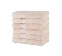 Amazon Basics Lot de 6 Serviettes de Toilette - 100% Coton Biologique Anti-décoloration, Ultra Douces - 41 x 66 cm, Rose Fard À Joues
