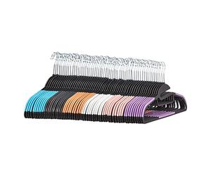 Amazon Basics Lot de 60 cintres Peu encombrants en Plastique antidérapant avec 10 Pinces 6 Coloris