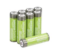 Amazon Basics Lot de 8 piles rechargeables AA NiMH haute capacité, 2400 mAh, 1,2 V, rechargeables 400 fois, préchargées
