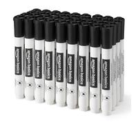 Amazon Basics Marqueurs pour Tableau Blanc Effaçables à Sec à Faible Odeur, Pointe Biseautée, Noir, Lot de 36