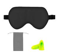 Amazon Basics Masque de sommeil en véritable soie naturelle de mûrier, noir