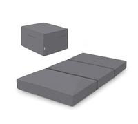 Amazon Basics - Matelas Pliant en Mousse à mémoire de Forme avec Housse, Moelleux, 120 x 195 x 10 cm, Gris