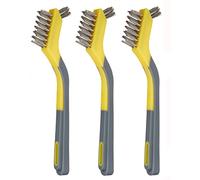 Amazon Basics mini-brosses en acier inoxydable avec une poignée ergonomique, 3 unité, Gris/jaune
