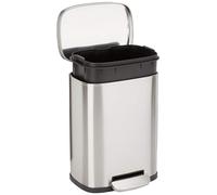 Amazon Basics Mini Poubelle Rectangulaire Anti-trace, Pédale Fermeture Douce, Acier Inoxydable Brossé, Salles de Bain & Petits Espaces, 5L, Finition Nickel Satiné, 18,5cm x 21,6cm x 30,0cm (L x l x H)