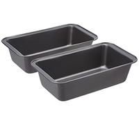 Amazon Basics Moule à pain antiadhésif en acier au carbone, 27 x 15 x 7 cm, lot de 2, Rectangulaire, Gris