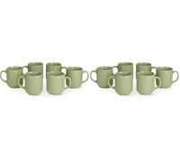 Amazon Basics Mugs en Grès Émaillé, Lot de 12 Pièces, 47,3 ompatible Micro-Ondes et Lave-Vaisselle, Couleur Olive