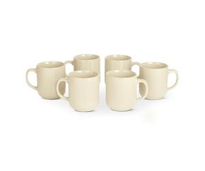 Amazon Basics Mugs en Grès Émaillé, Lot de 6 Pièces, 47,3 ompatible Micro-Ondes et Lave-Vaisselle, Couleur Ivoire