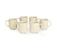 Amazon Basics Mugs en Grès Émaillé, Lot de 6 Pièces, 47,3 ompatible Micro-Ondes et Lave-Vaisselle, Couleur Ivoire