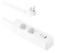 Amazon Basics Multiprise avec 2 Prises Secteur, Recharge Rapide USB-C 20W, 2 Ports USB-C, 1 Port USB-A, Rallonge de 1,5m, pour la Maison, Le Bureau, Les Voyages, Homologation TÜV