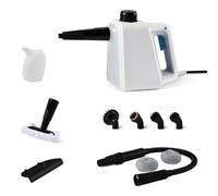 Amazon Basics Nettoyeur à Vapeur Portatif pour la Maison avec 9 Accessoires, Puissant Jet de Vapeur de 1 000W, Réservoir de 250ml, Blanc