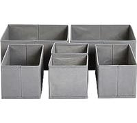 Amazon Basics Organiseur à tiroirs/organiseur pour vêtements, pliable pour armoire, chambre ou cuisine, lot de 6, gris