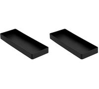 Amazon Basics Organiseur en Plastique à Accessoires Petit Format Rectangulaire, 23.9 x 8.4 x 2.5 cm, Noir (Lot de 2)