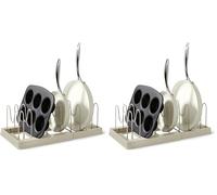 Amazon Basics Organiseur pour Ustensiles de Cuisine, avec 10 Séparateurs, Acier Inoxydable, Extensible de 31cm à 52,6cm (Lot de 2)