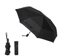 Amazon Basics Parapluie de voyage automatique, compact, diamètre : 98 cm, résistant au vent, avec aération, Ronde, noir, taille unique