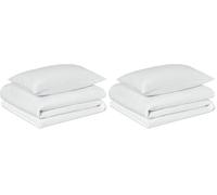 Amazon Basics Parure de Lit 1 Personne 2 Pièces en Coton Bio, Housse de Couette 135 x 200 cm et 1 Taie d'oreiller 50 x 80 cm, Blanc (Lot de 2)