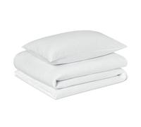 Amazon Basics Parure de Lit 1 Personne 2 Pièces en Coton Bio, Housse de Couette 135 x 200 cm et 1 Taie d'oreiller 50 x 80 cm, Blanc