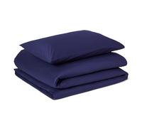Amazon Basics Parure de Lit 1 Personne 2 Pièces en Coton Bio, Housse de Couette 135 x 200 cm et 1 Taie d'oreiller 50 x 80 cm, Bleu Marine