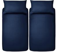 Amazon Basics Parure de Lit 1 Personne 2 Pièces en Microfibre, Housse de Couette 135 x 200 cm et 1 Taie d'oreiller 50 x 80 cm, Bleu Marine Uni (Lot de 2)