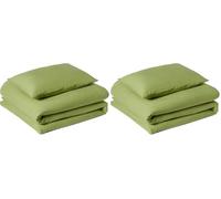 Amazon Basics Parure de Lit 1 Personne 2 Pièces en Microfibre Prélavée, Extra Douce avec Effet Froissé Naturel, sans Repassage, Housse de Couette 135 x 200 cm et 1 Taie d'oreiller 50 x 80 cm, Vert