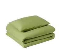 Amazon Basics Parure de Lit 1 Personne 2 Pièces en Microfibre Prélavée, Extra Douce avec Effet Froissé Naturel, sans Repassage, Housse de Couette 135 x 200 cm et 1 Taie d'oreiller 50 x 80 cm, Vert