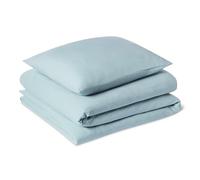 Amazon Basics Parure de Lit 1 Personne 2 Pièces en Microfibre Prélavée, Extra Douce avec Effet Froissé Naturel, sans Repassage, Housse de Couette 135 x 200 cm et 1 Taie d'oreiller 65 x 65 cm, Bleu