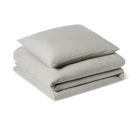 Amazon Basics Parure de Lit 1 Personne 2 Pièces en Microfibre Prélavée, Extra Douce avec Effet Froissé Naturel, sans Repassage, Housse de Couette 135 x 200 cm et 1 Taie d'oreiller 50 x 80 cm, Gris
