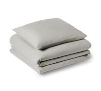Amazon Basics Parure de Lit 1 Personne 2 Pièces en Microfibre Prélavée, Extra Douce avec Effet Froissé Naturel, sans Repassage, Housse de Couette 135 x 200 cm et 1 Taie d'oreiller 65 x 65 cm, Gris